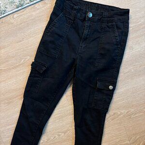 VIP Black Denim Cargo Jeans, Size 3/4